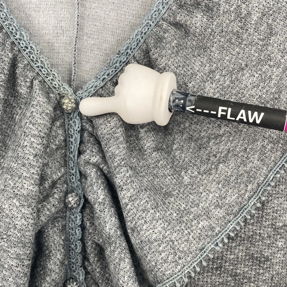 Ryu Sweater Cardigan Womens Medium Gray Long Sleeve Ruffle Drape Lace ModCloth‎ - Picture 8 of 13